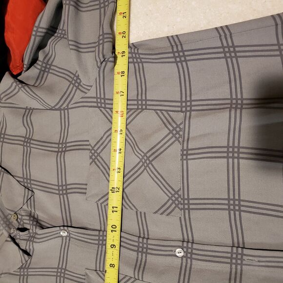 Eileen Fisher Plaid Silk Georgette Crepe ASH Shirt Dress Tunic size Medium - Picture 11 of 12